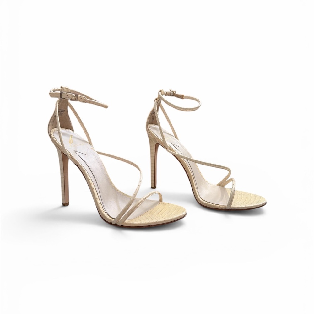 Brian Atwood White Snake Skin strappy pumps